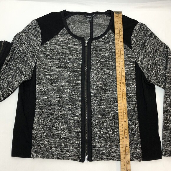 Eileen Fisher Black Tweedy Knit Sweater Jacket Ponte Sz L Full Zip Tweed Career - Picture 6 of 9